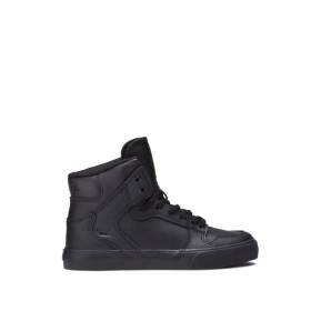 Kids Supra High Top Shoes VAIDER Black/Black | AU-88412